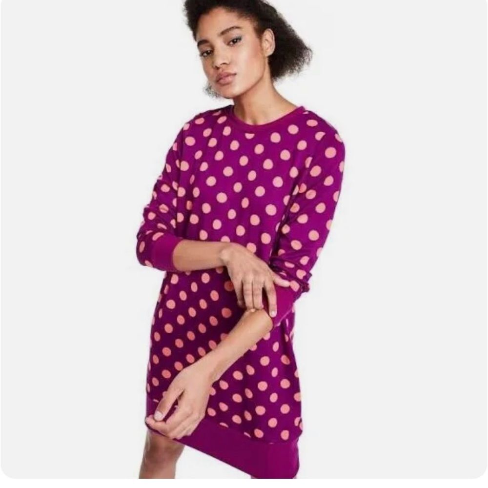 NEW Victor Glemaud Target Polka Dot Sweater Dress L Purple Pink Tunic Knit Mini